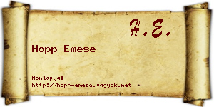 Hopp Emese névjegykártya